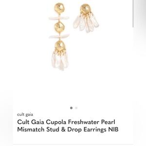 cult gaia Cream Freshwater Pearl & Gold Drop Earrings